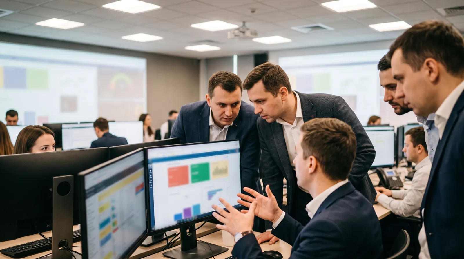 Команда операторов электронной торговой площадки за работой